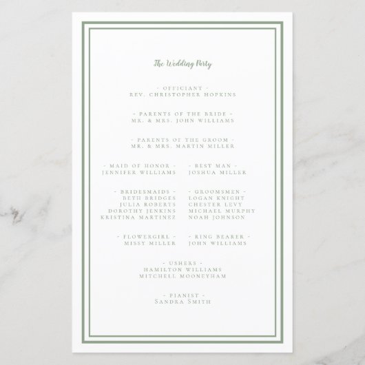 Het Manuscript van het huwelijk Modern Sage Green  (Achterkant)