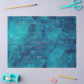 Het Manuscript van Iridescent op Abstracte Blauwgr Tissuepapier (Craft)