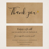 Het manuscript van Rustic bedankt voor het kopen d Visitekaartje (Voorkant /achterkant)