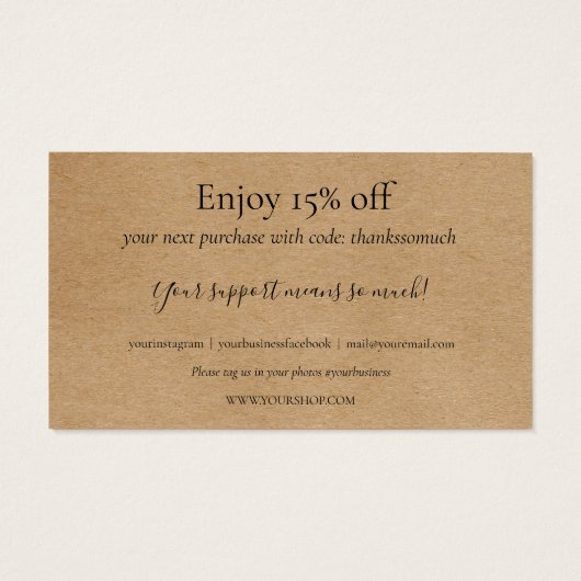 Het manuscript van Rustic bedankt voor het kopen d Visitekaartje (Achterkant)