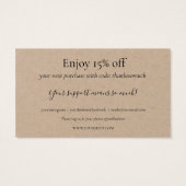 Het manuscript van Rustic bedankt voor het kopen d Visitekaartje (Achterkant)