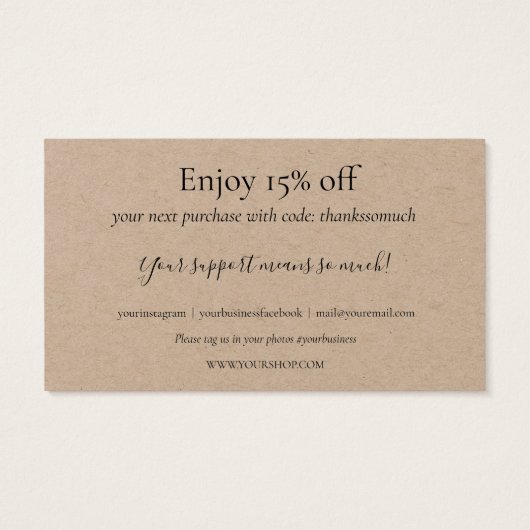 Het manuscript van Rustic bedankt voor het kopen d Visitekaartje (Achterkant)