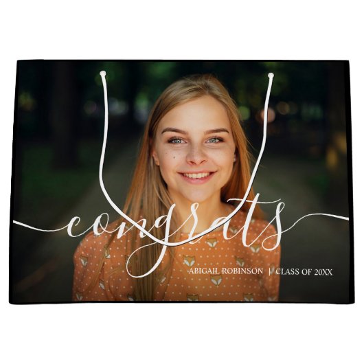 Het manuscript voegt Afstuderen de Aangepaste Foto Groot Cadeauzakje (Voorkant)