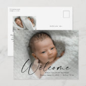 Het manuscript Welkome Foto Geboortedank Briefkaart (Voorkant / Achterkant)