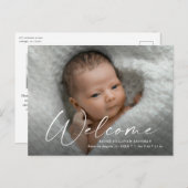 Het manuscript Welkome Foto Geboortedank Briefkaart (Voorkant / Achterkant)
