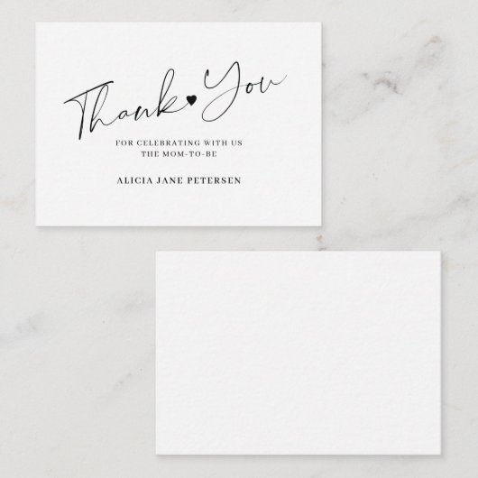 Het manuscript witte zwarte zwarte van het baby sh notitiekaartje (Voorkant / Achterkant)