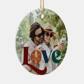 Het manuscriptpaar van de liefde foto eerste Kerst Keramisch Ornament (Rechts)