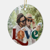 Het manuscriptpaar van de liefde foto eerste Kerst Keramisch Ornament (Links)