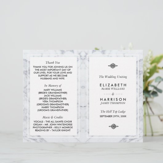 Het Marble Wedding Bi-voudig Programma van Elegan (Staand voorkant)