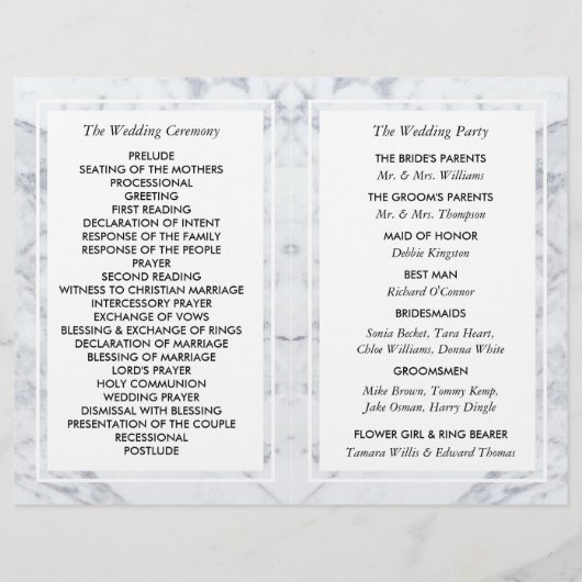 Het  Marble Wedding Bi-voudig Programma van Elegan (Achterkant)
