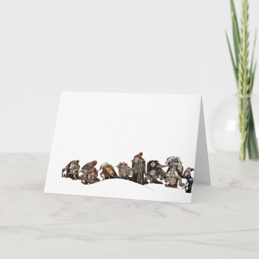 Het marcheren door de kerstsneeuw feestdagen kaart (Voorkant)