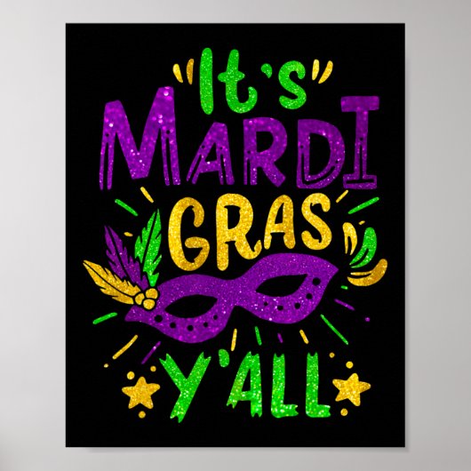 Het Mardi Gras Yall Beads Mask Jester Pet Festival Poster (Voorkant)