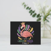 Het Mardi Gras Y'all Flamingo kostuum Briefkaart (Staand voorkant)
