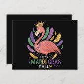 Het Mardi Gras Y'all Flamingo kostuum Briefkaart (Voorkant / Achterkant)