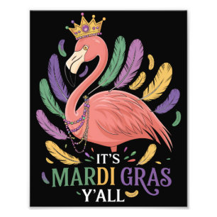 Het Mardi Gras Y'all Flamingo kostuum Foto Afdruk