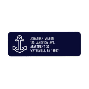 Het marineblauwe Adresetiket van de Terugkeer van Etiket