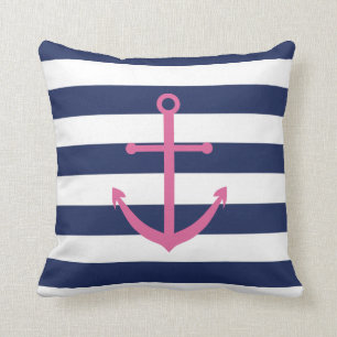 Het marineblauwe en Roze Hoofdkussen van het Anker Kussen