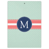 Het Marineblauwe Monogram van het Koraal van het Klembord (Achterkant)