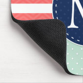 Het Marineblauwe Monogram van het Koraal van het Muismat (Hoek)