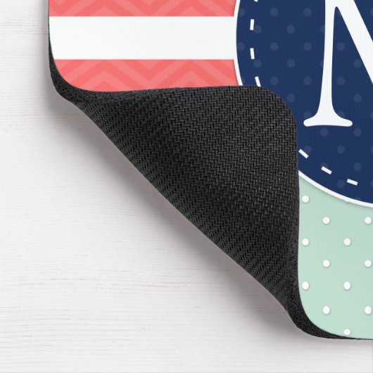 Het Marineblauwe Monogram van het Koraal van het Muismat (Hoek)