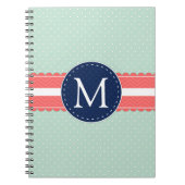 Het Marineblauwe Monogram van het Koraal van het Notitieboek (Voorkant)
