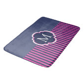 Het marineblauwe Roze Hoofdkussen van het Monogram Badmat (Gekanteld)
