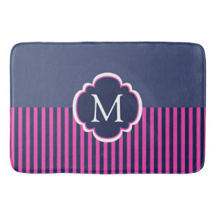 Het marineblauwe Roze Hoofdkussen van het Monogram Badmat