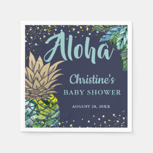 Het marineblauwe Tropische Baby shower van het Servet