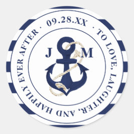 Het marinemonogram van de Anchor is gelukkig nooit Ronde Sticker