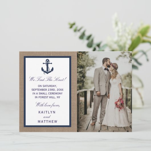 Het marinesanker op het Collectie van de Burlap Be Aankondiging (Staand voorkant)