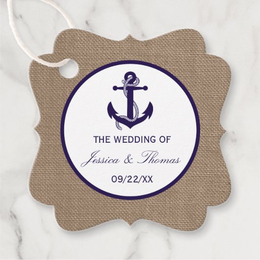 Het marinesanker op het Collectie van de Burlap Be Bedankjes Labels (Voorkant)