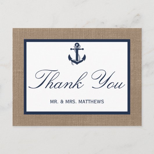 Het marinesanker op het Collectie van de Burlap Be Briefkaart (Voorkant)