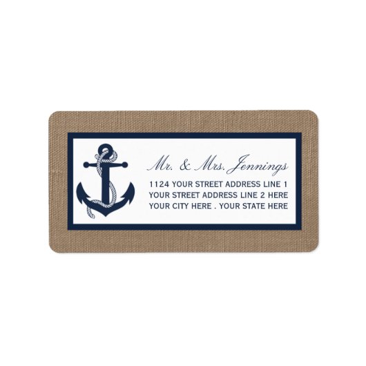 Het marinesanker op het Collectie van de Burlap Be Etiket (Voorkant)