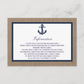 Het marinesanker op het Collectie van de Burlap Be Informatiekaartje (Voorkant)