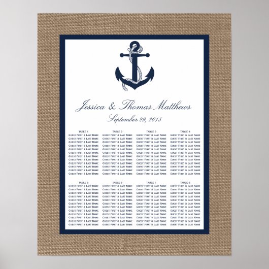 Het marinesanker op het Collectie van de Burlap Be Poster (Voorkant)