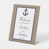 Het marinesanker op het Collectie van de Burlap Be Reclamebord Met Voetstuk (Voorkant)