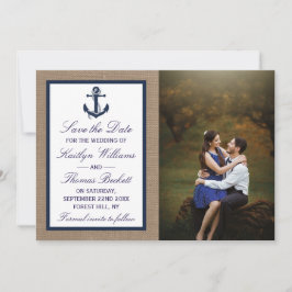 Het marinesanker op het Collectie van de Burlap Be Save The Date