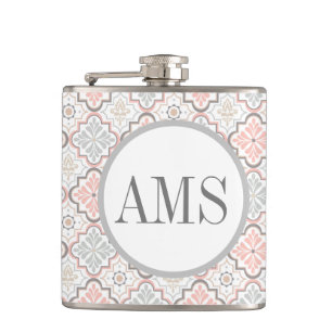 Het Marokkaanse Flowers Monogram gepersonaliseerd Heupfles