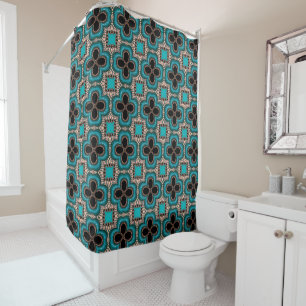 Het Marokkaanse geometrische Floral Pattern-douche Douchegordijn