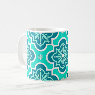 Het Marokkaanse patroon van de tegel - Turquoise e Koffiemok