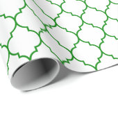 Het Marokkaanse Quatrefoil-groenboek over witwrapp Cadeaupapier (Rol Hoek)