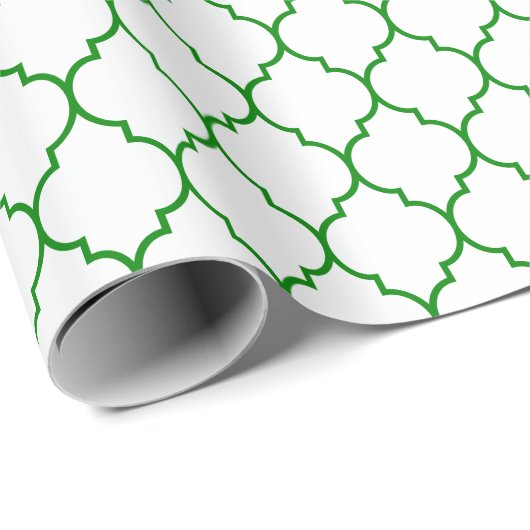 Het Marokkaanse Quatrefoil-groenboek over witwrapp Cadeaupapier (Rol Hoek)
