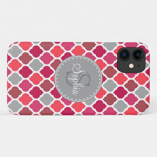 Het Marokkaanse Tegel Patroon Monogram Stijlroze g Case-Mate iPhone Case (Achterkant (horizontaal))