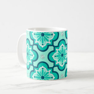 Het Marokkaanse Tile Pattern, Aqua en Turquoise Koffiemok