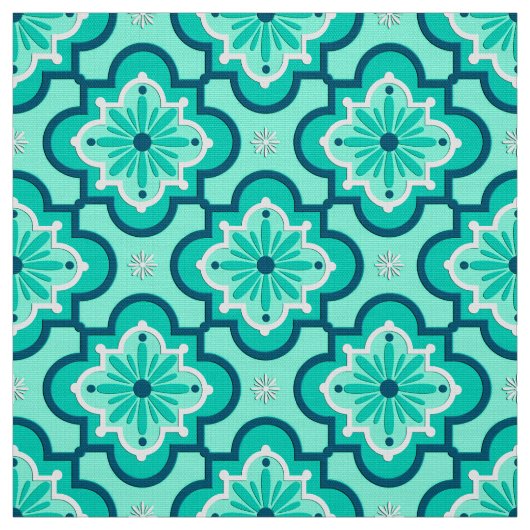 Het Marokkaanse Tile Pattern, Aqua en Turquoise Stof (Swatch)