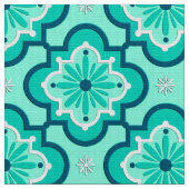Het Marokkaanse Tile Pattern, Aqua en Turquoise Stof (Close Up)