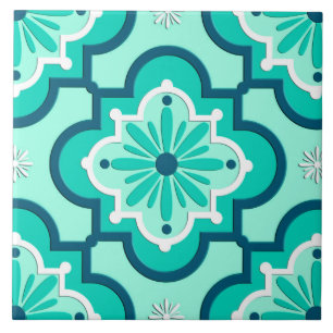 Het Marokkaanse Tile Pattern, Aqua en Turquoise Tegeltje