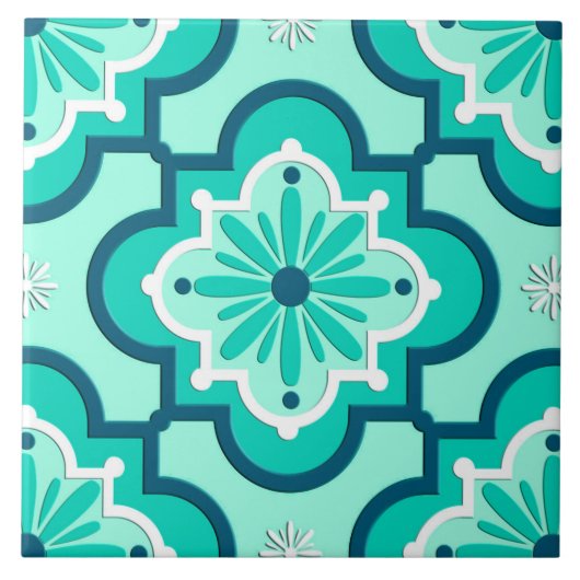 Het Marokkaanse Tile Pattern, Aqua en Turquoise Tegeltje (Voorkant)