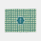 Het Marokkaanse Tile Pattern Blauwgroen Matig Mono Fleece Deken (Voorkant (Horizontaal))