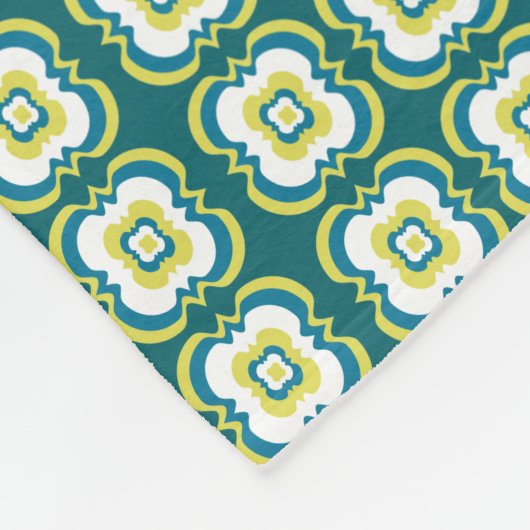 Het Marokkaanse Tile Pattern Blauwgroen Matig Mono Fleece Deken (Hoek)